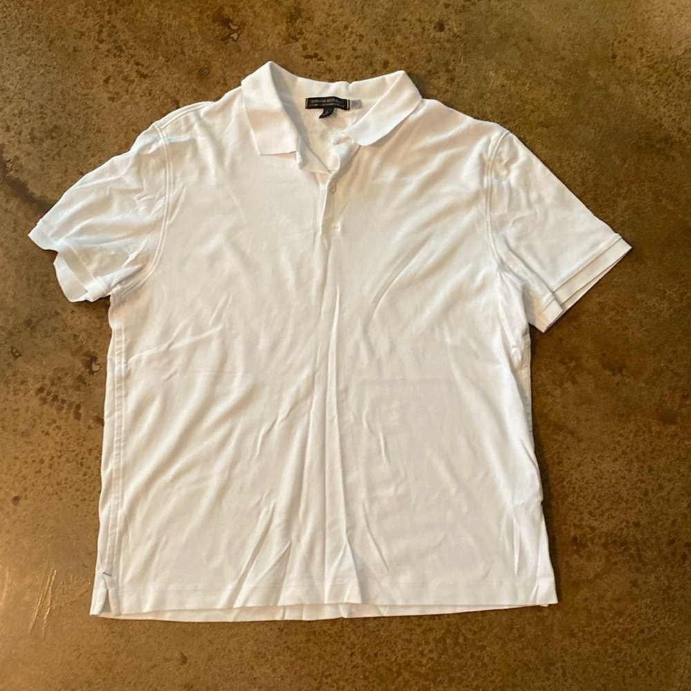 Banana Republic white Luxury‎ Touch Performance short sleeve golf Polo shirt top
